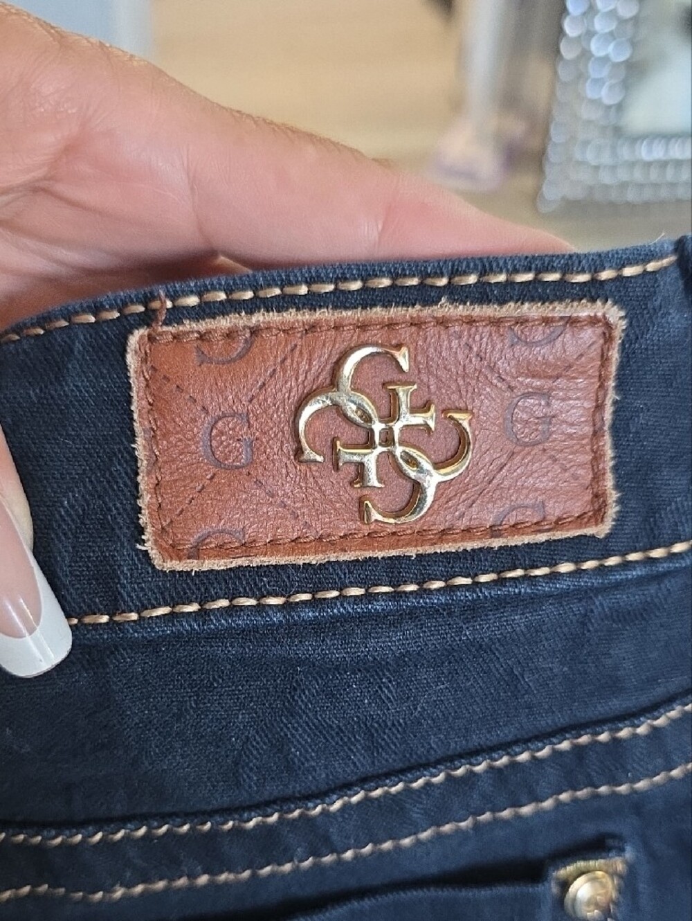 Guess Dark Navy Skinny Jeans with Contrast Stitching - Picture 3 of 9